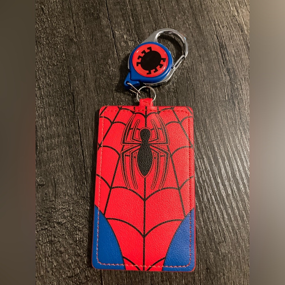 Loungefly Red and Blue Spider Web ID Holder
